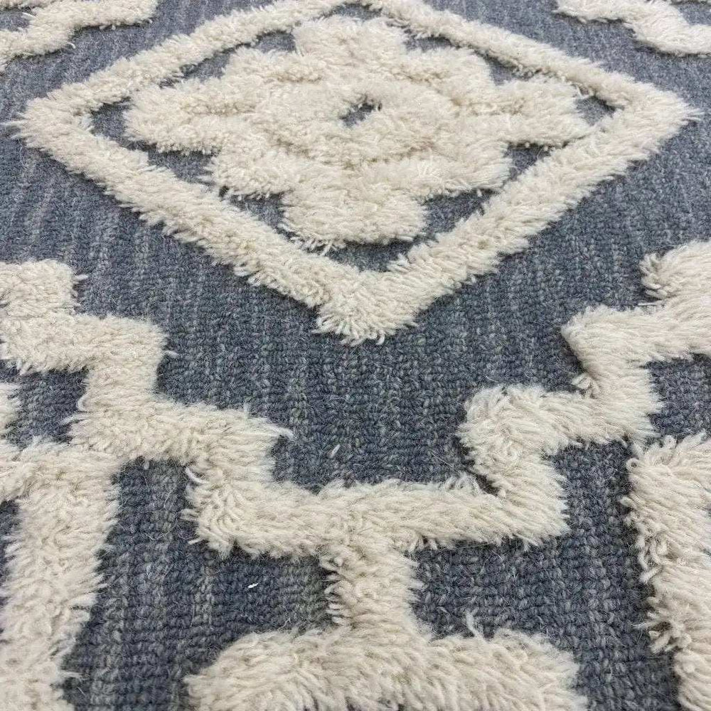 4' Round Gray and Cream Geometric Area Rug - Homeroots - Flyclothing LLC