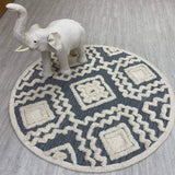 4' Round Gray and Cream Geometric Area Rug - Homeroots - Flyclothing LLC