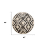 4' Round Gray and Cream Geometric Area Rug - Homeroots - Flyclothing LLC