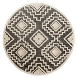 6' Round Gray and Cream Geometric Area Rug - Homeroots