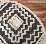 6' Round Gray and Cream Geometric Area Rug - Homeroots - Flyclothing LLC