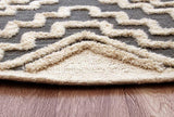 6' Round Gray and Cream Geometric Area Rug - Homeroots - Flyclothing LLC