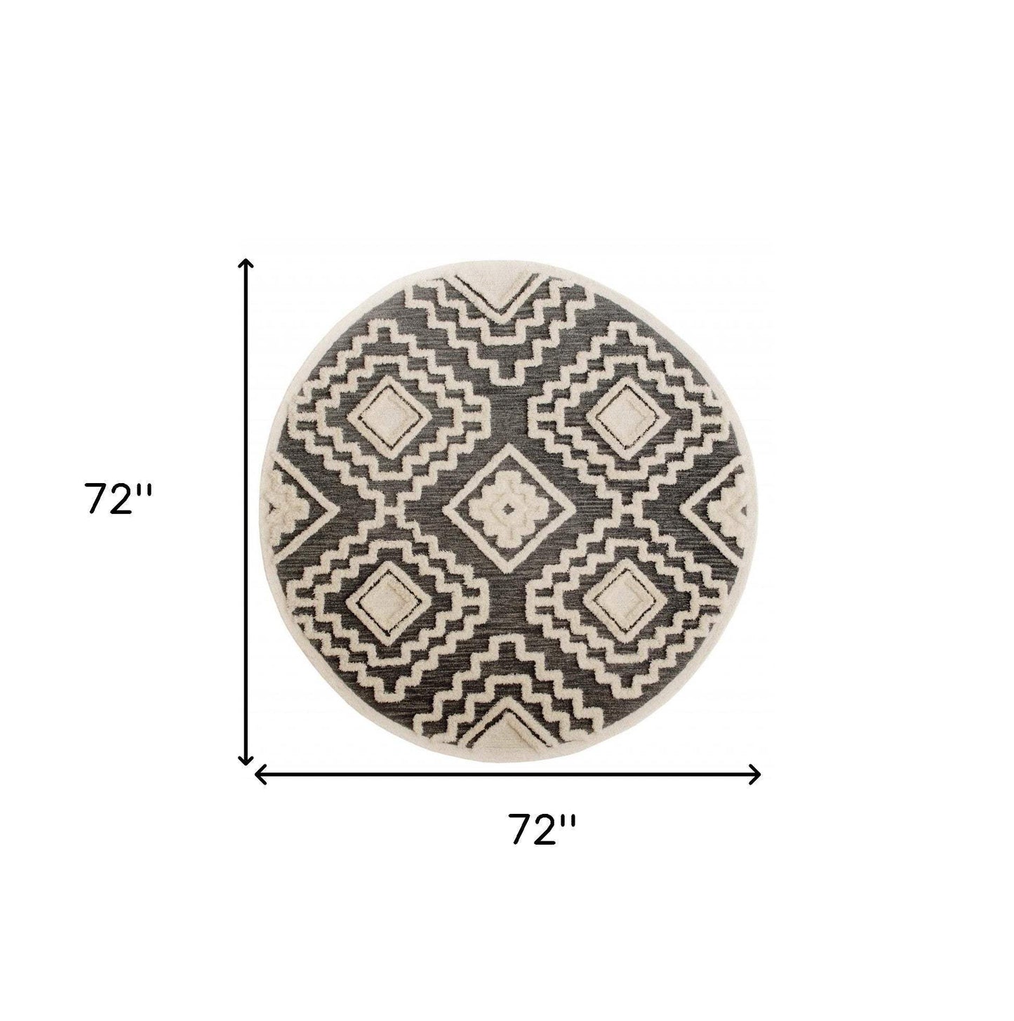 6' Round Gray and Cream Geometric Area Rug - Homeroots - Flyclothing LLC