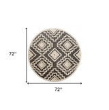 6' Round Gray and Cream Geometric Area Rug - Homeroots - Flyclothing LLC