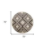 6' Round Gray and Cream Geometric Area Rug - Homeroots - Flyclothing LLC