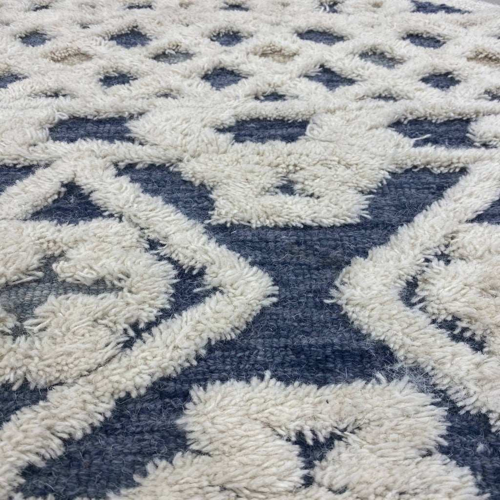 6' Blue And Ivory Round Wool Hand Tufted Area Rug - Homeroots - Flyclothing LLC