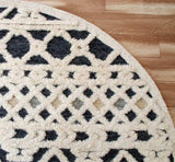 6' Blue And Ivory Round Wool Hand Tufted Area Rug - Homeroots - Flyclothing LLC