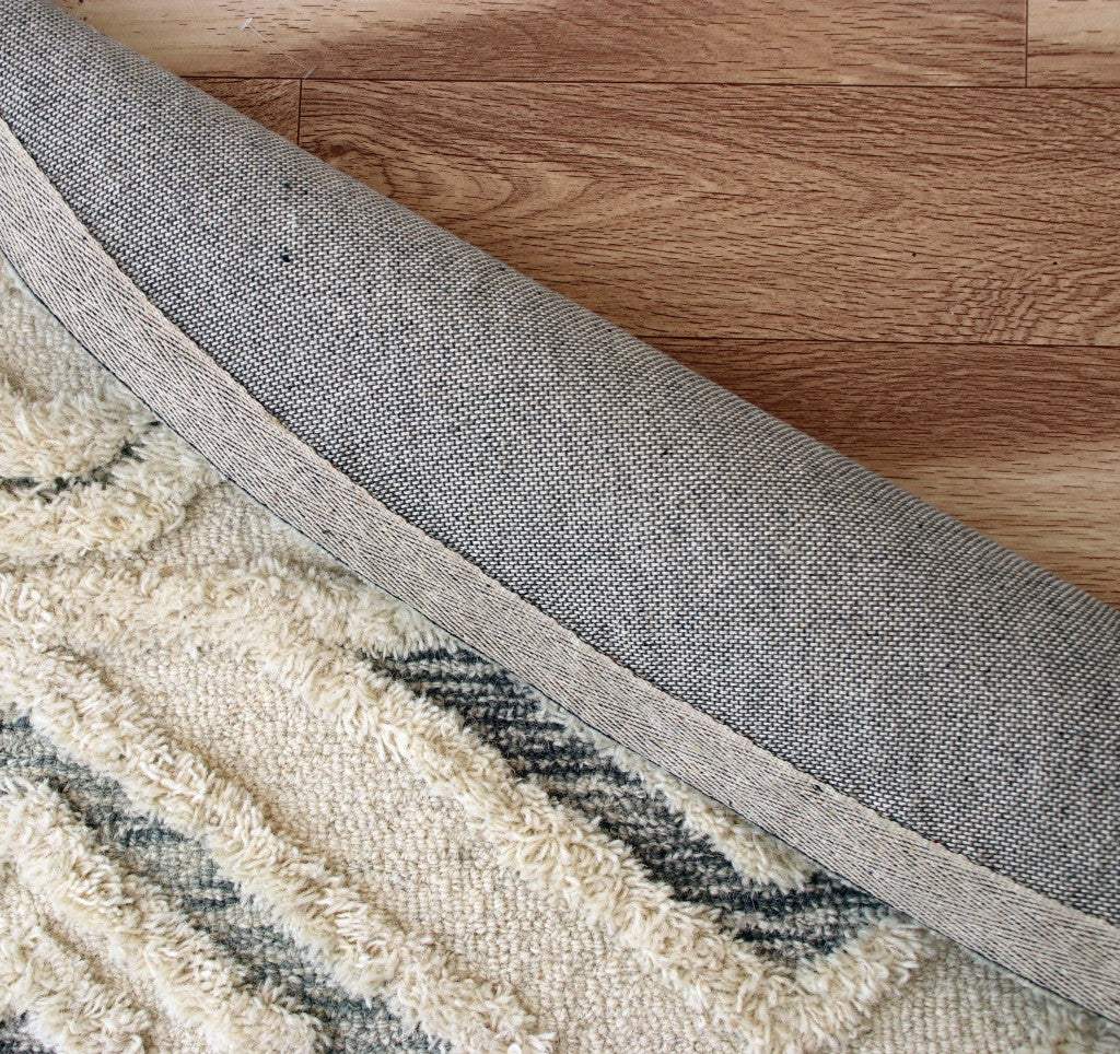 4' Round Cream Modern Geometric Area Rug - Homeroots - Flyclothing LLC