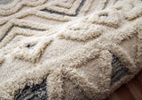 4' Round Cream Modern Geometric Area Rug - Homeroots