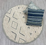 4' Round Cream Modern Geometric Area Rug - Homeroots - Flyclothing LLC