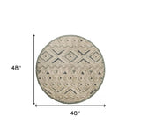 4' Round Cream Modern Geometric Area Rug - Homeroots - Flyclothing LLC