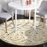 6' Round Cream Modern Geometric Area Rug - Homeroots