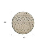6' Round Cream Modern Geometric Area Rug - Homeroots - Flyclothing LLC