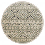 4' Round Cream Modern Geometric Area Rug - Homeroots