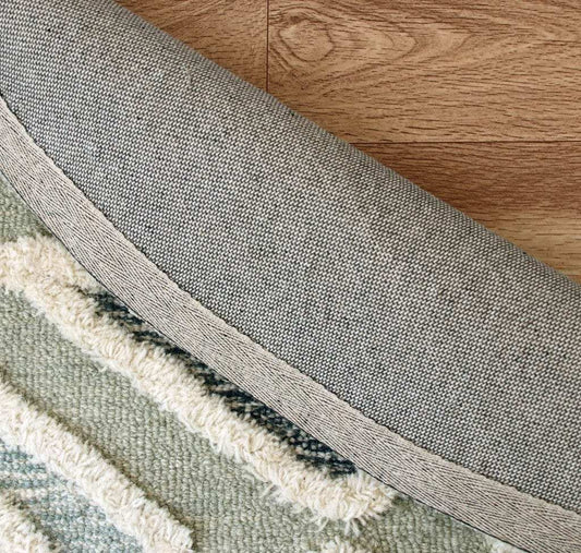 4' Round Cream Modern Geometric Area Rug - Homeroots - Flyclothing LLC