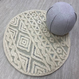 4' Round Cream Modern Geometric Area Rug - Homeroots