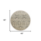 4' Round Cream Modern Geometric Area Rug - Homeroots - Flyclothing LLC