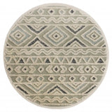 6' Round Cream Modern Geometric Area Rug - Homeroots
