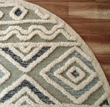 6' Round Cream Modern Geometric Area Rug - Homeroots - Flyclothing LLC