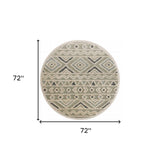 6' Round Cream Modern Geometric Area Rug - Homeroots - Flyclothing LLC