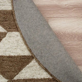 4' Round Brown Bohemian Geometric Area Rug - Homeroots
