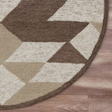 4' Round Brown Bohemian Geometric Area Rug - Homeroots