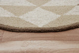 4' Round Brown Bohemian Geometric Area Rug - Homeroots
