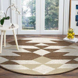 4' Round Brown Bohemian Geometric Area Rug - Homeroots - Flyclothing LLC