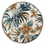 4' Round Blue and White Tropical Area Rug - Homeroots - Flyclothing LLC
