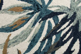 4' Round Blue and White Tropical Area Rug - Homeroots - Flyclothing LLC