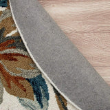 4' Round Blue and White Tropical Area Rug - Homeroots - Flyclothing LLC