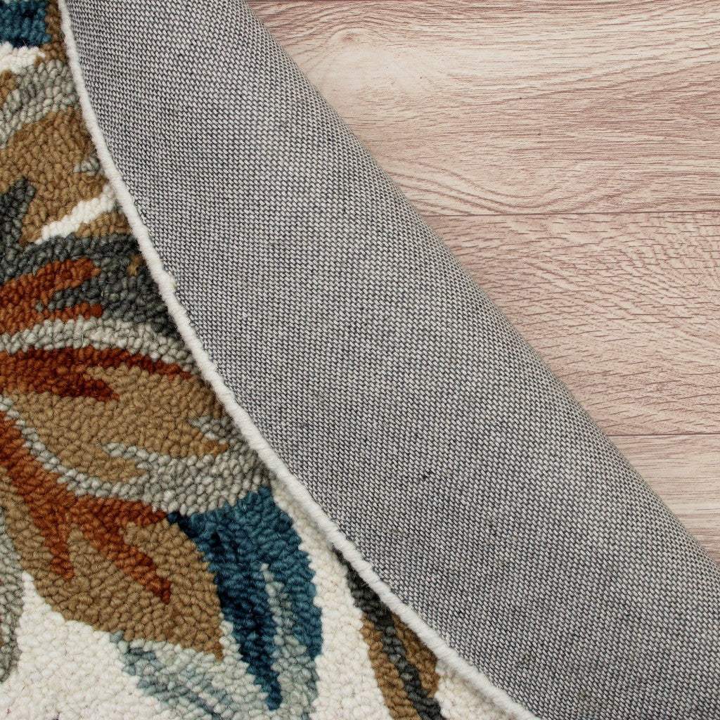 4' Round Blue and White Tropical Area Rug - Homeroots - Flyclothing LLC