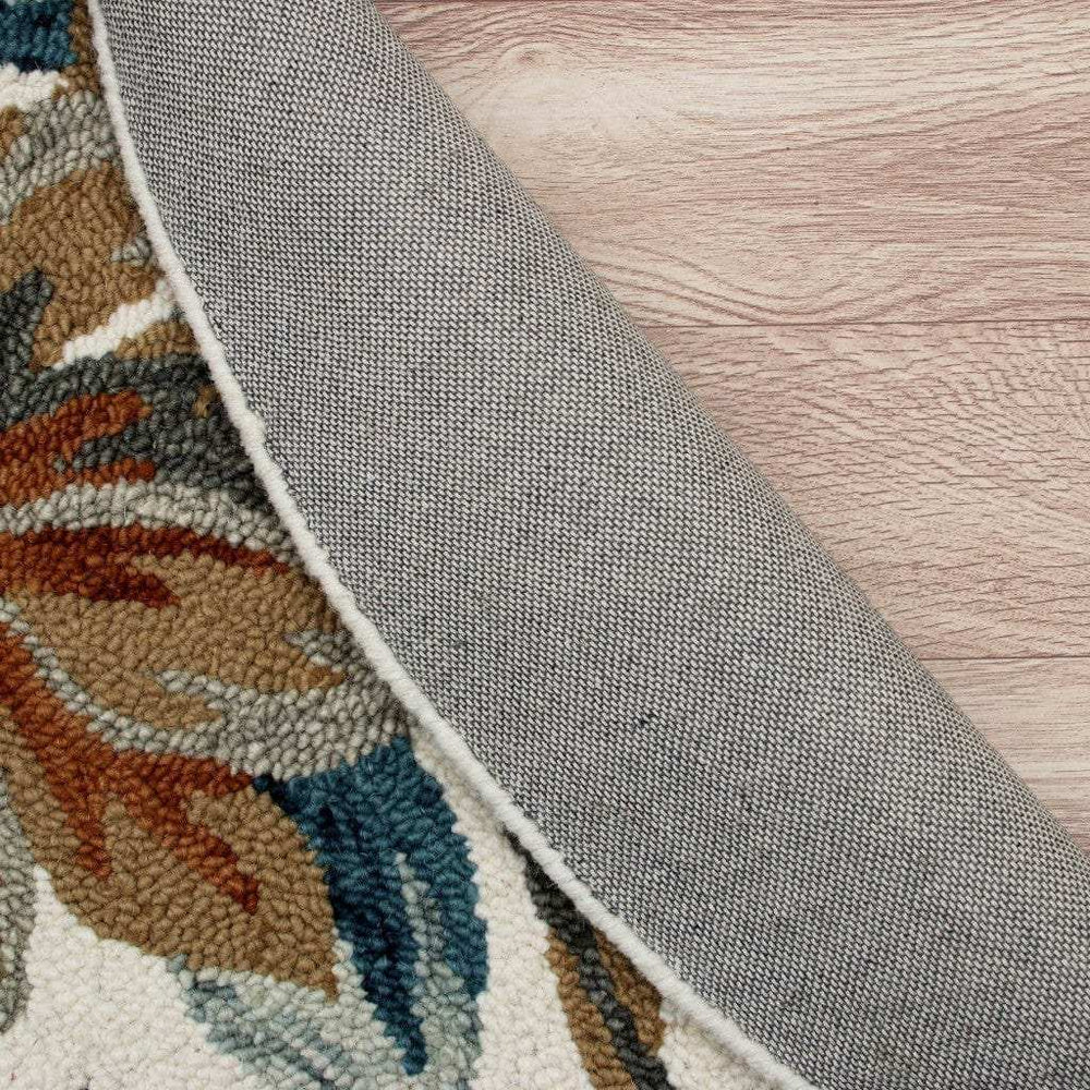 6' Round Blue and White Tropical Area Rug - Homeroots - Flyclothing LLC