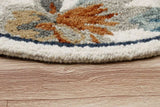6' Round Blue and White Tropical Area Rug - Homeroots - Flyclothing LLC