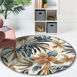 6' Round Blue and White Tropical Area Rug - Homeroots - Flyclothing LLC