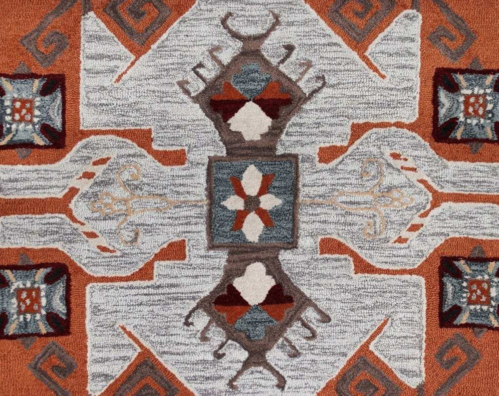 4' Round Terracotta Tribal Area Rug - Homeroots - Flyclothing LLC