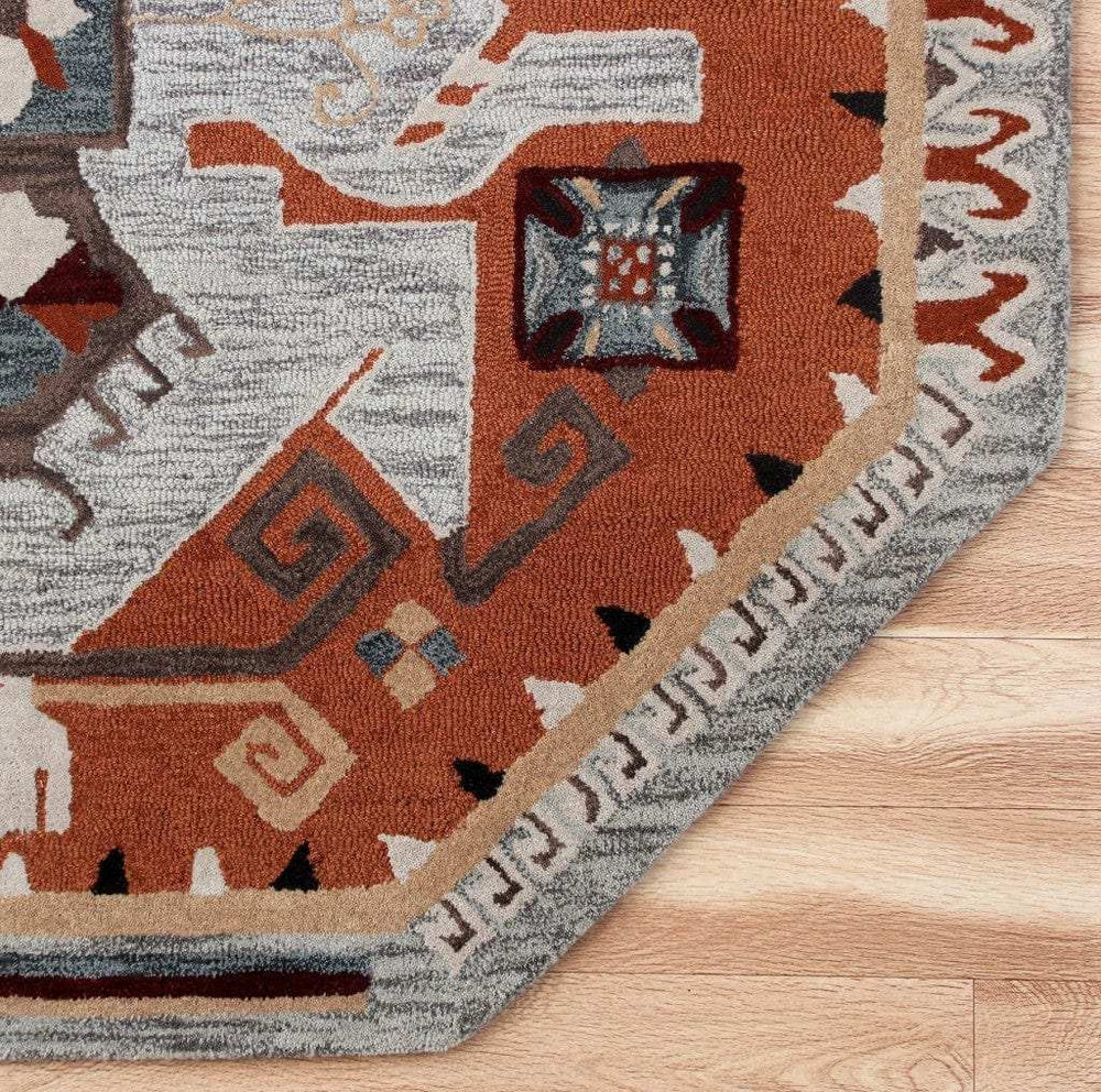 4' Round Terracotta Tribal Area Rug - Homeroots - Flyclothing LLC