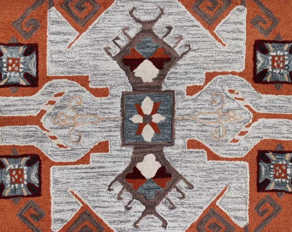 6' Round Terracotta Tribal Area Rug - Homeroots - Flyclothing LLC