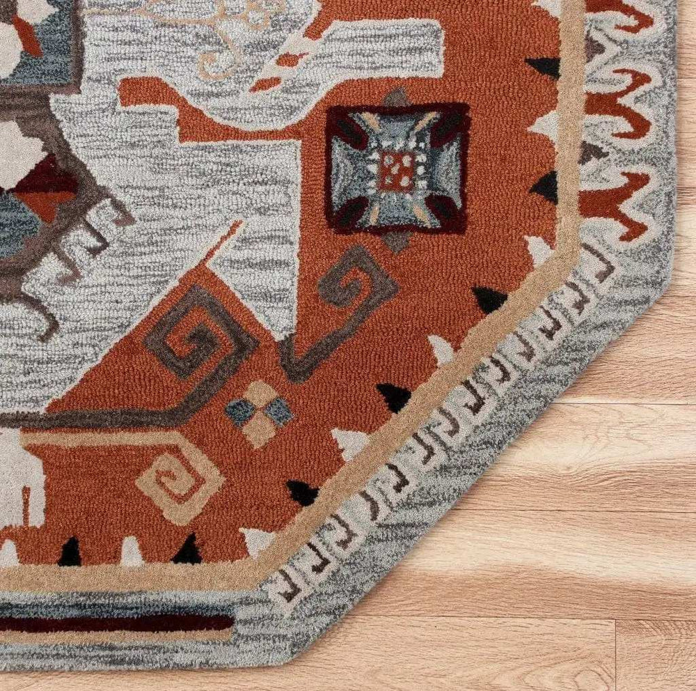 6' Round Terracotta Tribal Area Rug - Homeroots - Flyclothing LLC