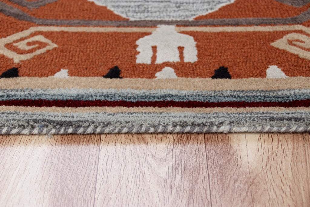 6' Round Terracotta Tribal Area Rug - Homeroots - Flyclothing LLC