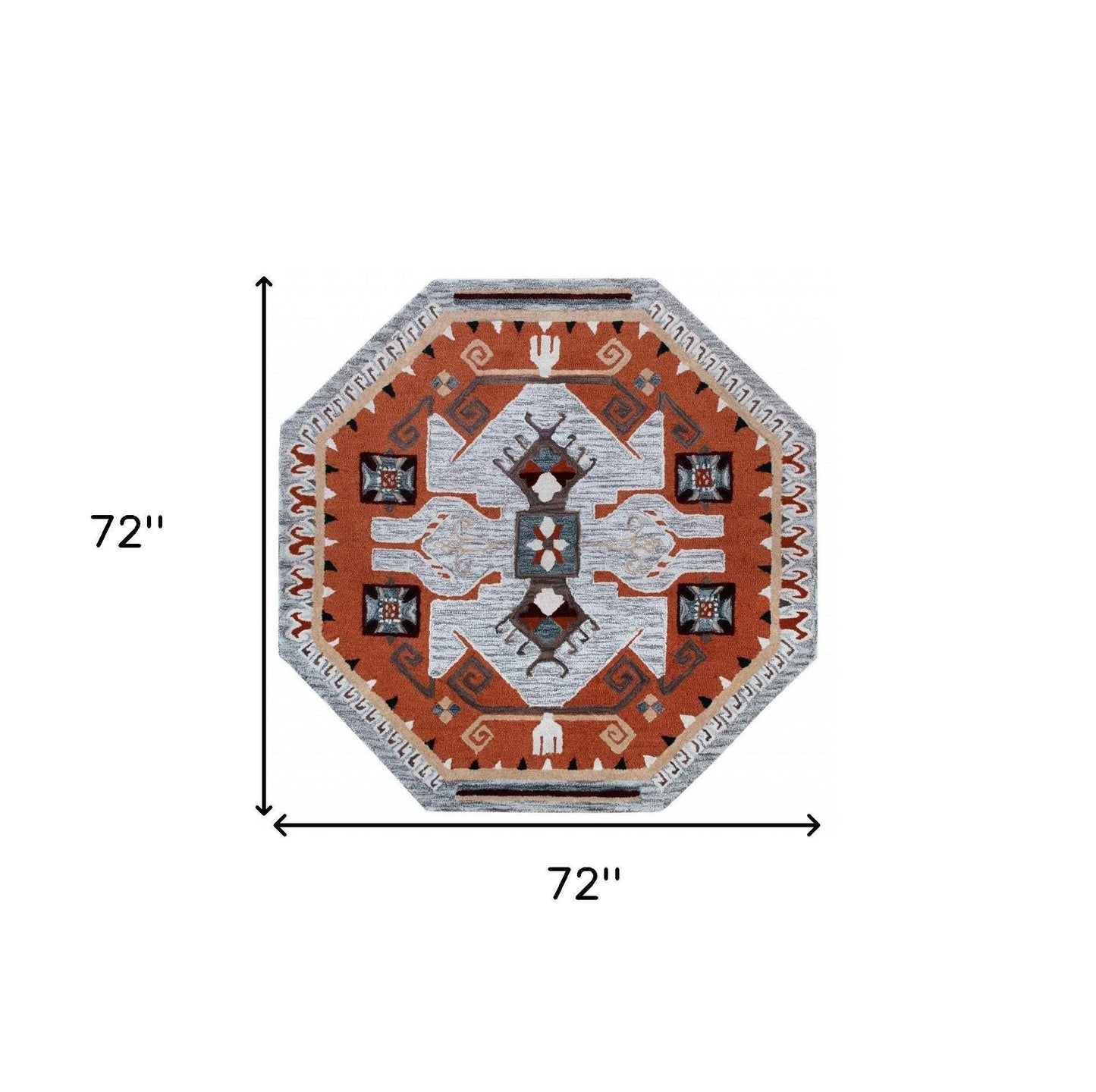 6' Round Terracotta Tribal Area Rug - Homeroots - Flyclothing LLC