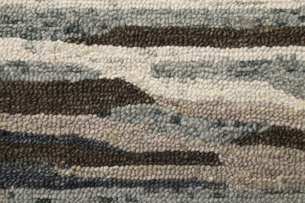 6' Gray And Brown Round Wool Hand Tufted Area Rug - Homeroots - Flyclothing LLC
