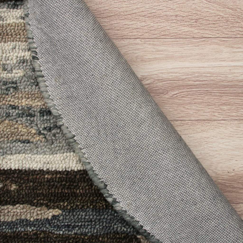 6' Gray And Brown Round Wool Hand Tufted Area Rug - Homeroots - Flyclothing LLC