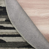 6' Black And Gray Round Wool Hand Tufted Area Rug - Homeroots - Flyclothing LLC