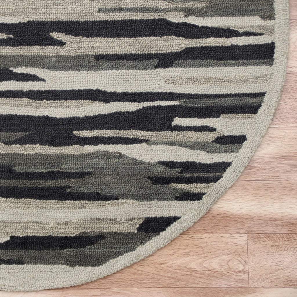 6' Black And Gray Round Wool Hand Tufted Area Rug - Homeroots - Flyclothing LLC