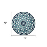 6' Blue And White Round Wool Hand Tufted Area Rug - Homeroots - Flyclothing LLC