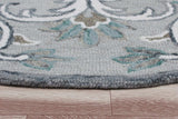 4' Round Gray and White Filigree Area Rug - Homeroots - Flyclothing LLC