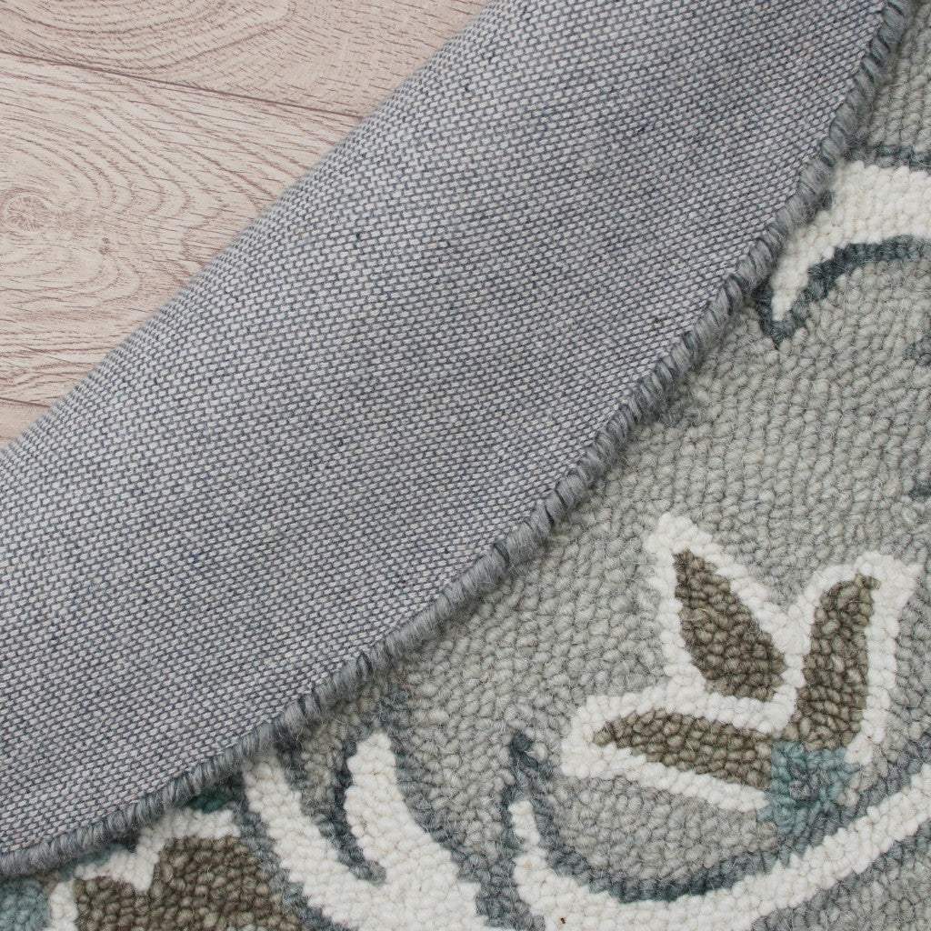 6' Round Gray and White Filigree Area Rug - Homeroots - Flyclothing LLC