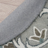 6' Round Gray and White Filigree Area Rug - Homeroots