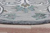 6' Round Gray and White Filigree Area Rug - Homeroots - Flyclothing LLC